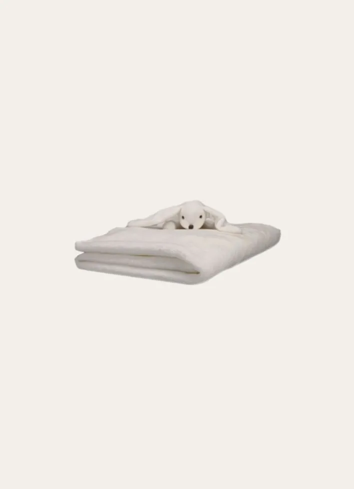 PLAID DOUDOU AVEC PELUCHE EN RELIEF LAPIN