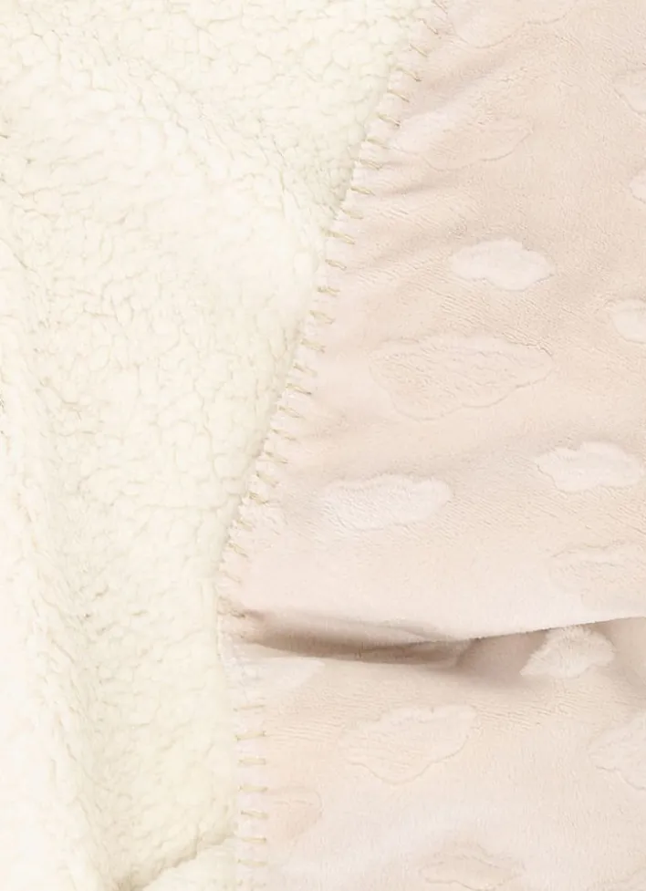 PLAID DOUX À MOTIFS NUAGES NATUREL