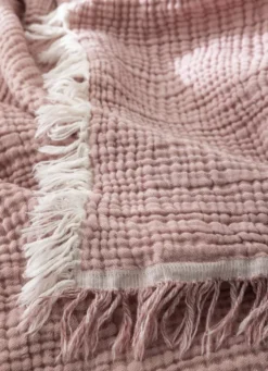 PLAID EN GAZE DE COTON ROSE