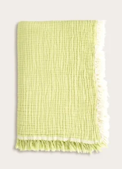 PLAID EN GAZE DE COTON VERT ANIS