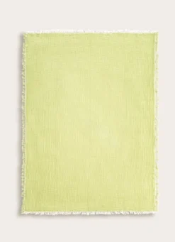 PLAID EN GAZE DE COTON VERT ANIS