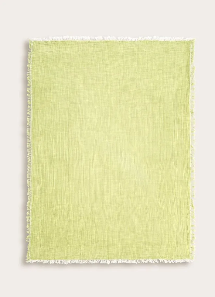 PLAID EN GAZE DE COTON VERT ANIS
