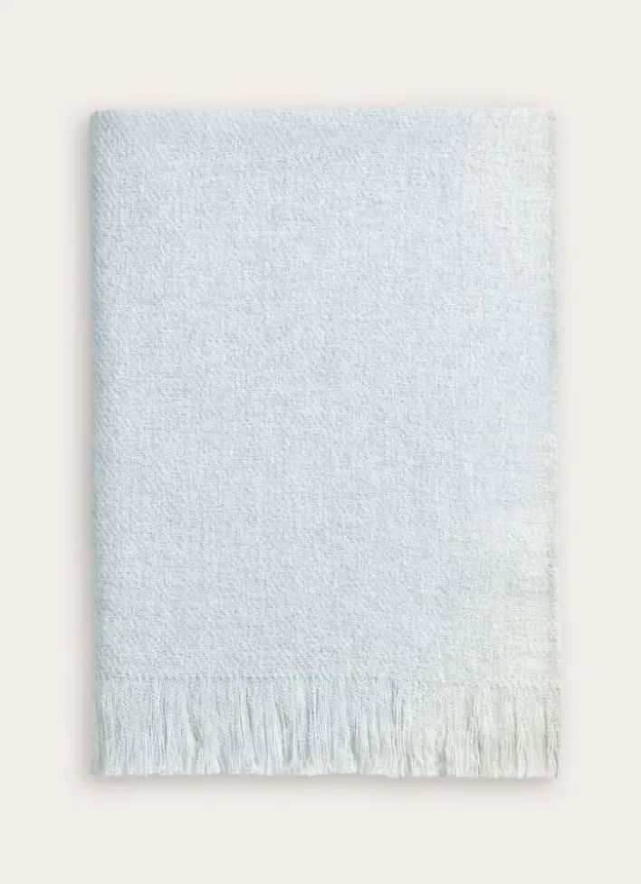 PLAID EN TISSÉ EFFET GRANITÉ UNI BLEU