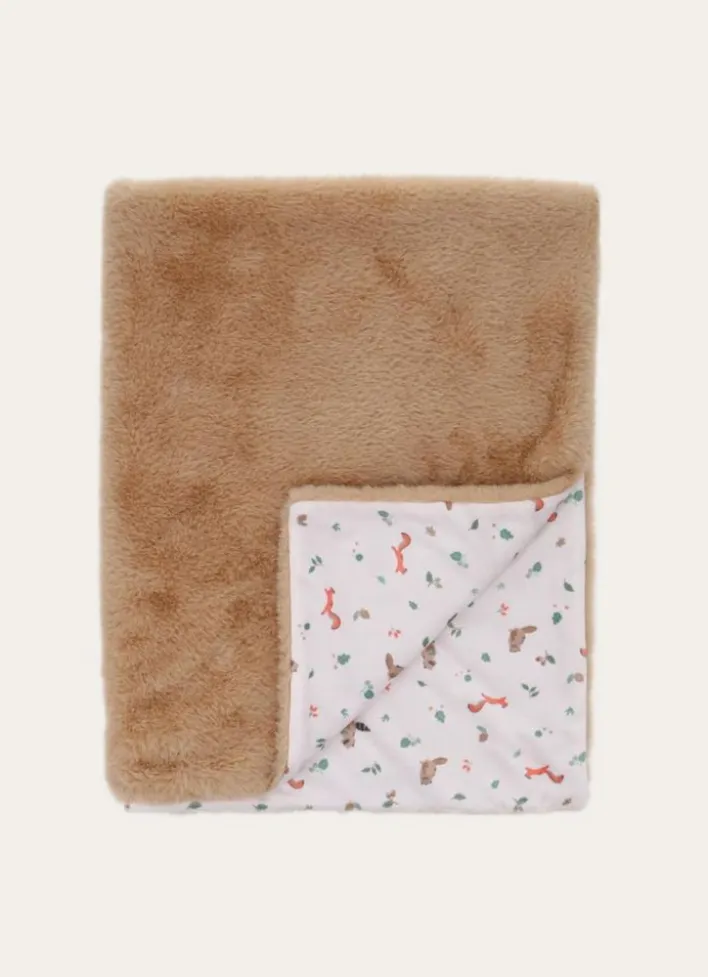 PLAID IMPRIMÉ FORÊT AVEC FAUSSE FOURRURE WILD MULTICOLORE