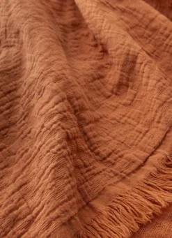 PLAID JACQUARD MOTIF LOSANGES TERRACOTTA
