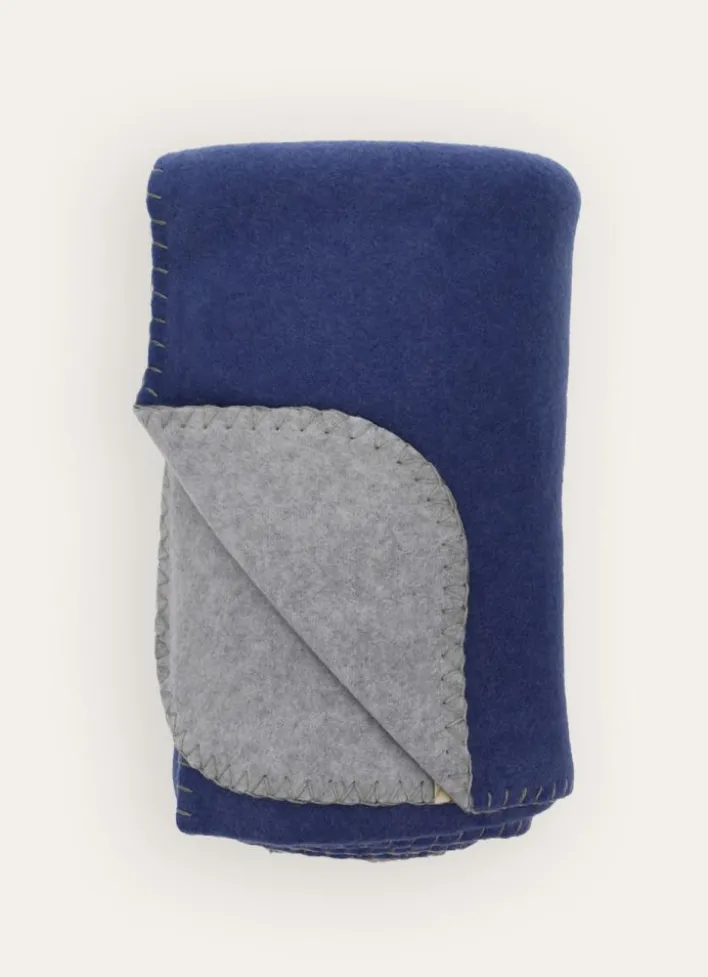 PLAID POLAIRE BICOLORE BLEU