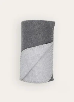 PLAID POLAIRE BICOLORE GRIS CLAIR