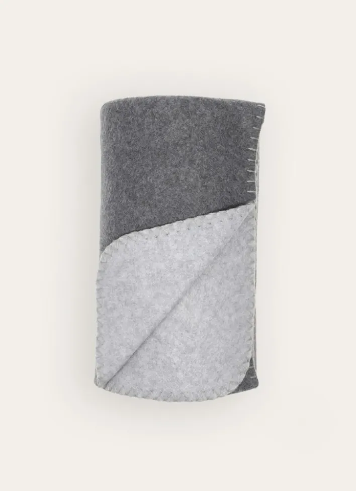 PLAID POLAIRE BICOLORE GRIS CLAIR