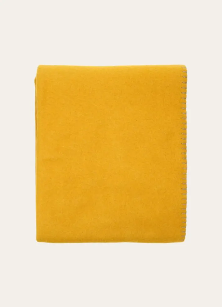 PLAID POLAIRE BICOLORE OCRE