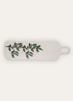 PLANCHE À DÉCOUPER RECTANGULAIRE EN GRÈS FESTIVE BLANC