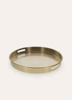 PLATEAU ROND EN MÉTAL BROSSÉ BRONZE