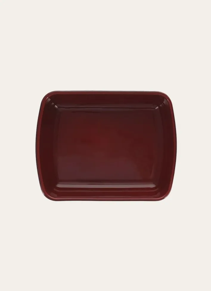 PLAT À FOUR BICOLORE EN CÉRAMIQUE GRAND FORMAT ROUGE OPÉRA