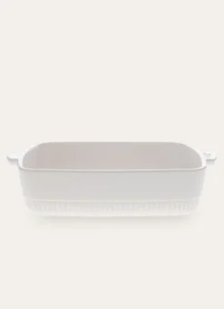 PLAT À FOUR EN GRÈS RECTANGLE AUTHENTIQUE BLANC