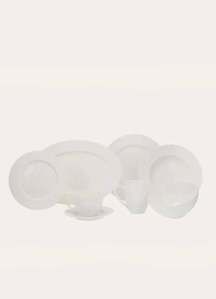PLAT OVALE EN PORCELAINE EMBOSS BLANC