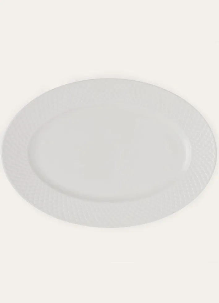 PLAT OVALE EN PORCELAINE EMBOSS BLANC