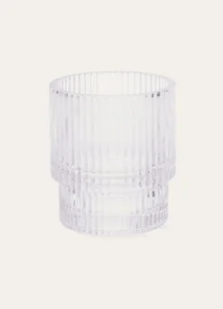 PORTE-BROSSES À DENTS EN VERRE STRIÉ TRANSPARENT
