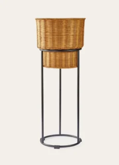 PORTE PLANTE EN ROTIN BEIGE