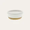 PORTE-SAVON EN GRÈS ET BAMBOU BLANC