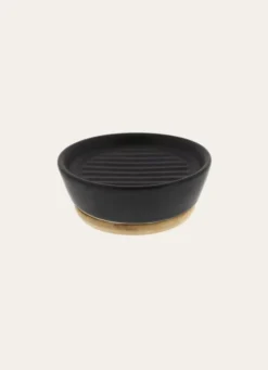PORTE-SAVON EN GRÈS ET BAMBOU NOIR/BAMBOU