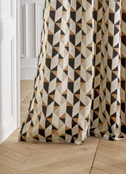 RIDEAU EN JACQUARD MOTIFS GÉOMÉTRIQUES BRONZE