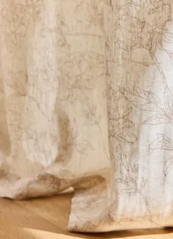 RIDEAU FLUIDE IMPRIMÉ DE FLEURS EN COTON ET LIN NATUREL
