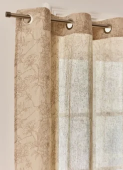RIDEAU FLUIDE IMPRIMÉ DE FLEURS EN COTON ET LIN NATUREL