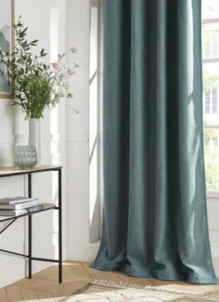 RIDEAU ISOLANT THERMIQUE UNI TEXTURÉ BLEU VERT