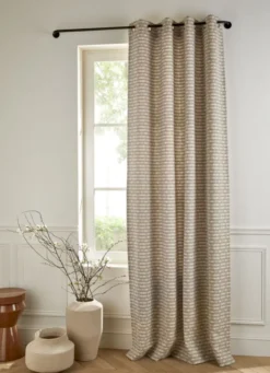 RIDEAU TAMISANT EN JACQUARD GÉOMÉTRIQUE BEIGE