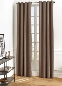 RIDEAU TAMISANT UNI TISSAGE CHEVRON TIAMO MARRON