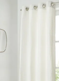 RIDEAU TEXTURÉ À BOUCLETTES GRANDE HAUTEUR 300CM BLANC