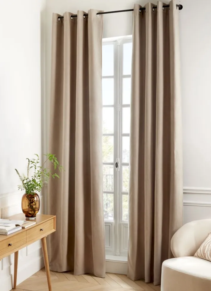 RIDEAU THERMIQUE UNI EFFET VELOURS MAT TAUPE