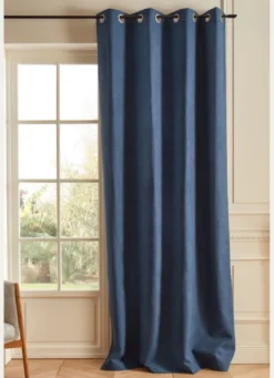 RIDEAU THERMIQUE UNI EFFET VELOURS MAT BLEU