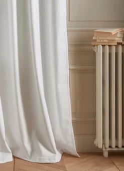 RIDEAU THERMIQUE UNI EFFET VELOURS MAT BLANC