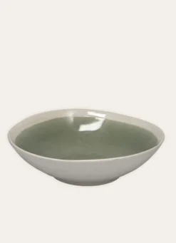 SALADIER EN GRÈS RÉACTIF VERT DE GRIS