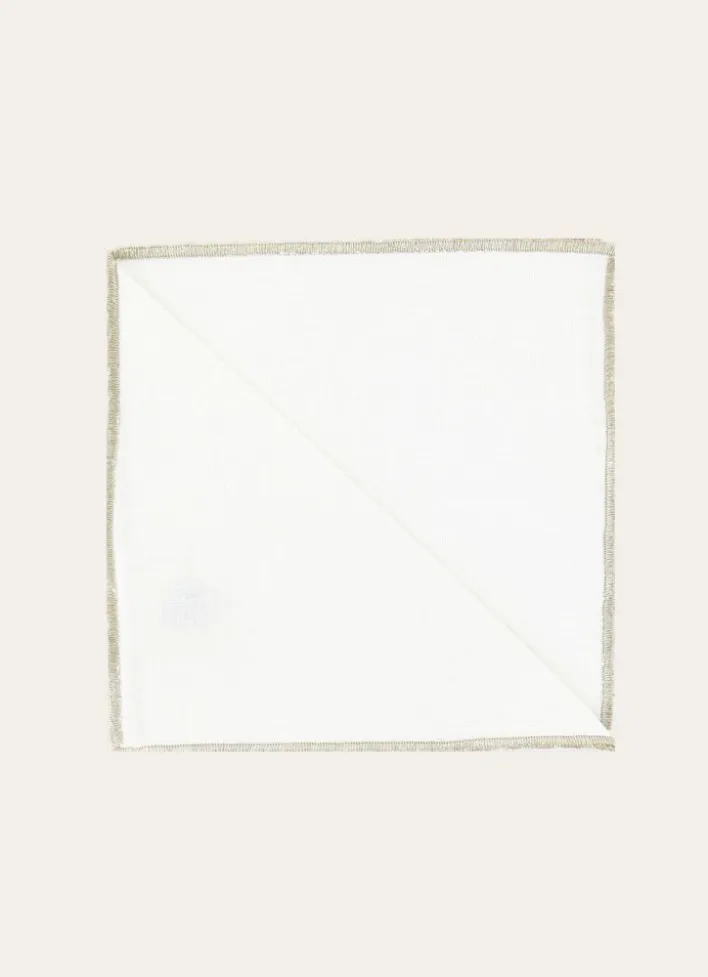 SERVIETTE DE TABLE EN COTON ET LIN BOURDON COLORÉ BLANC / OR