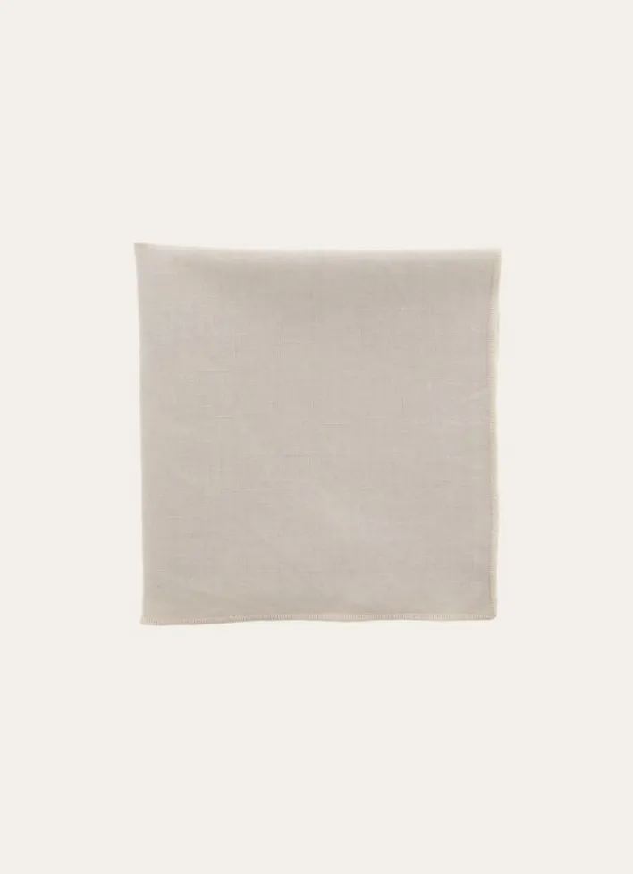 SERVIETTE DE TABLE EN COTON ET LIN BOURDON COLORÉ MASTIC