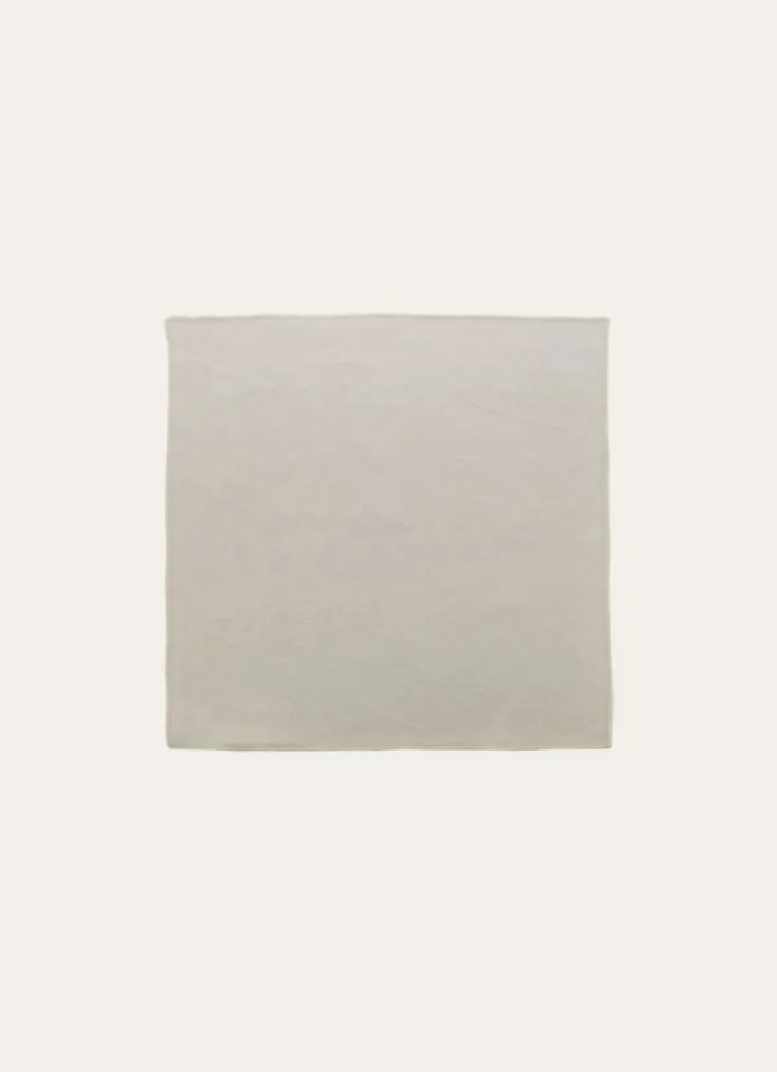 SERVIETTE DE TABLE EN COTON ET LIN BOURDON COLORÉ MASTIC