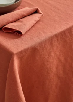 SERVIETTE DE TABLE EN COTON ET LIN BOURDON COLORÉ SIENNE