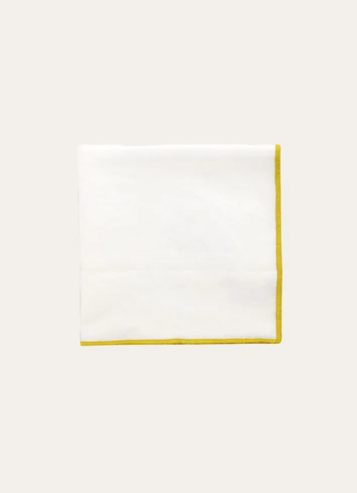 SERVIETTE DE TABLE EN COTON ET LIN BOURDON COLORÉ JAUNE