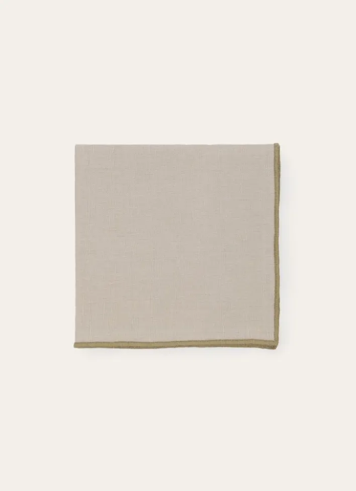 SERVIETTE DE TABLE UNI EN COTON ET LIN MASTIC/TABAC