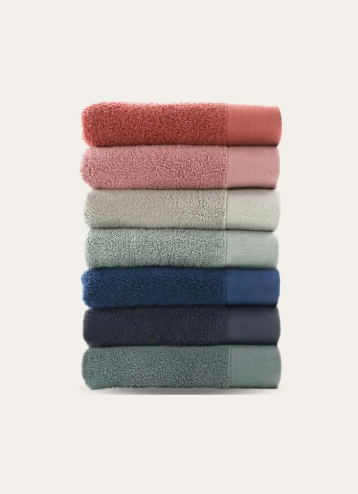 SERVIETTE DE TOILETTE COTON MOELLEUX ZÉRO TORSION BLEU GRIS