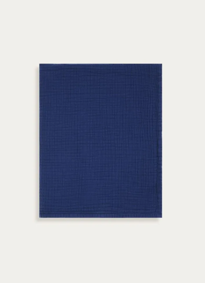 SERVIETTE DE TOILETTE EN GAZE DE COTON ODYSSÉE BLEU MARINE