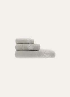 SERVIETTE DE TOILETTE EN VELOURS BRODÉE 500GR GRIS