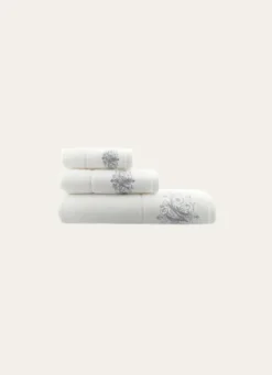 SERVIETTE DE TOILETTE EN VELOURS BRODÉE 500GR BLANC