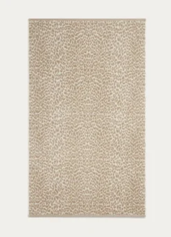 SERVIETTE DE TOILETTE EN VELOURS À MOTIF LÉOPARD BEIGE CLAIR