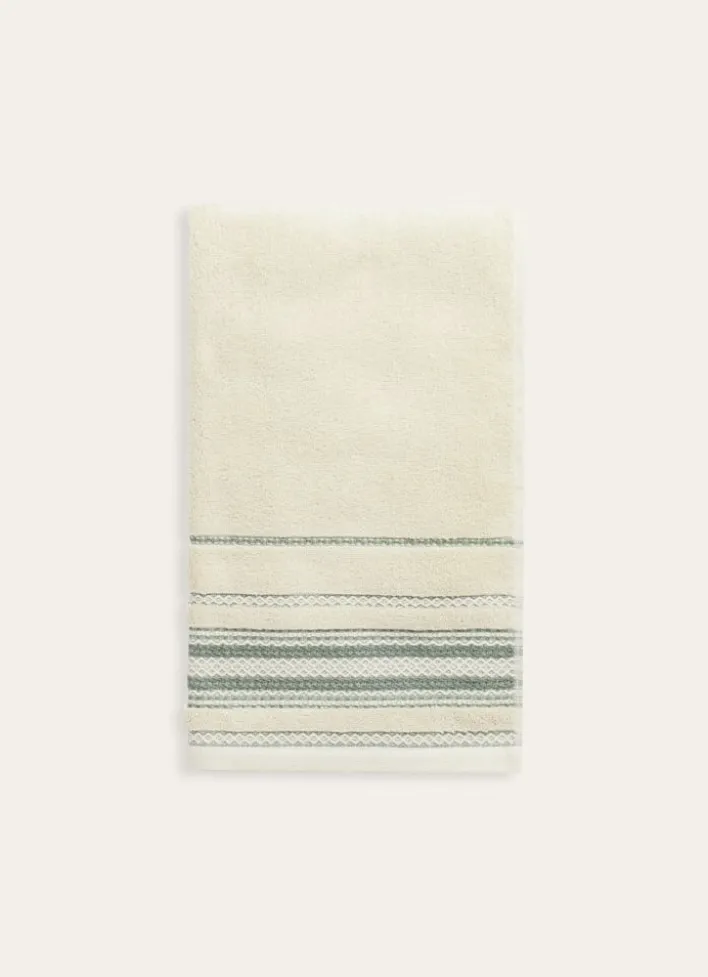 SERVIETTE DE TOILETTE EVAN ÉCRU / VERT