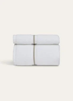 SERVIETTE DE TOILETTE FINITION BOURDON OPÉRA BLANC/BEIGE
