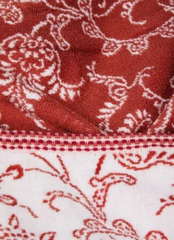 SERVIETTE DE TOILETTE JACQUARD MOTIF FLORAL ORIANE BLANC / CORAIL