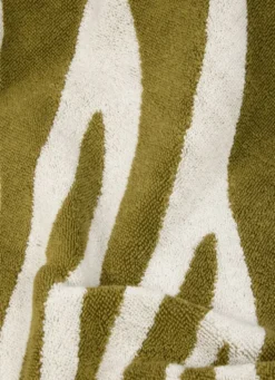 SERVIETTE DE TOILETTE JACQUARD MOTIF PALME VERT / ÉCRU