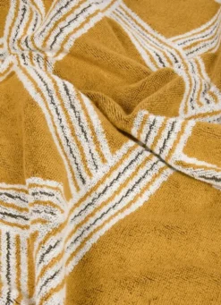SERVIETTE DE TOILETTE JACQUARD MOTIFS GÉOMÉTRIQUES JAUNE OCRE